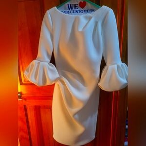 Jovani quarterly sleeve bateau neckline dress, Size 6 Ivory